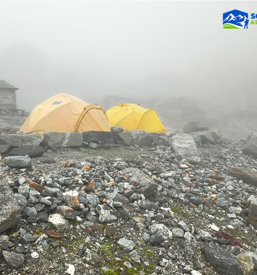 Camp Set At Mera Peak Base Camp Site