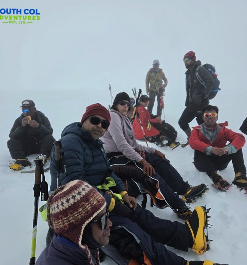 Group Photo On Icy Section At Mera La