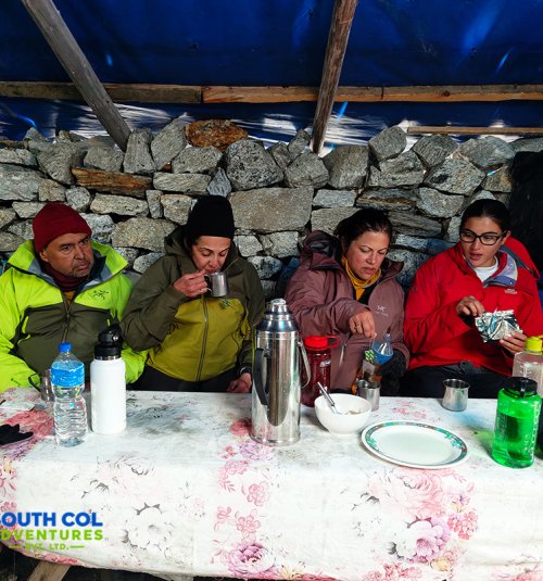 Taking Hot Tea In Mera Peak Base Camp