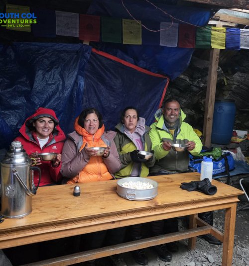 Taking Soup At Mera High Camp